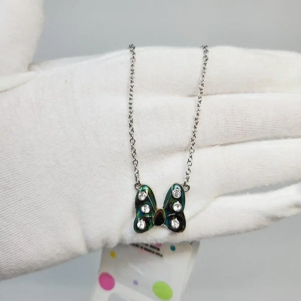 Disney Parks Collection Minnie Mouse Bow Mood Necklace NWT